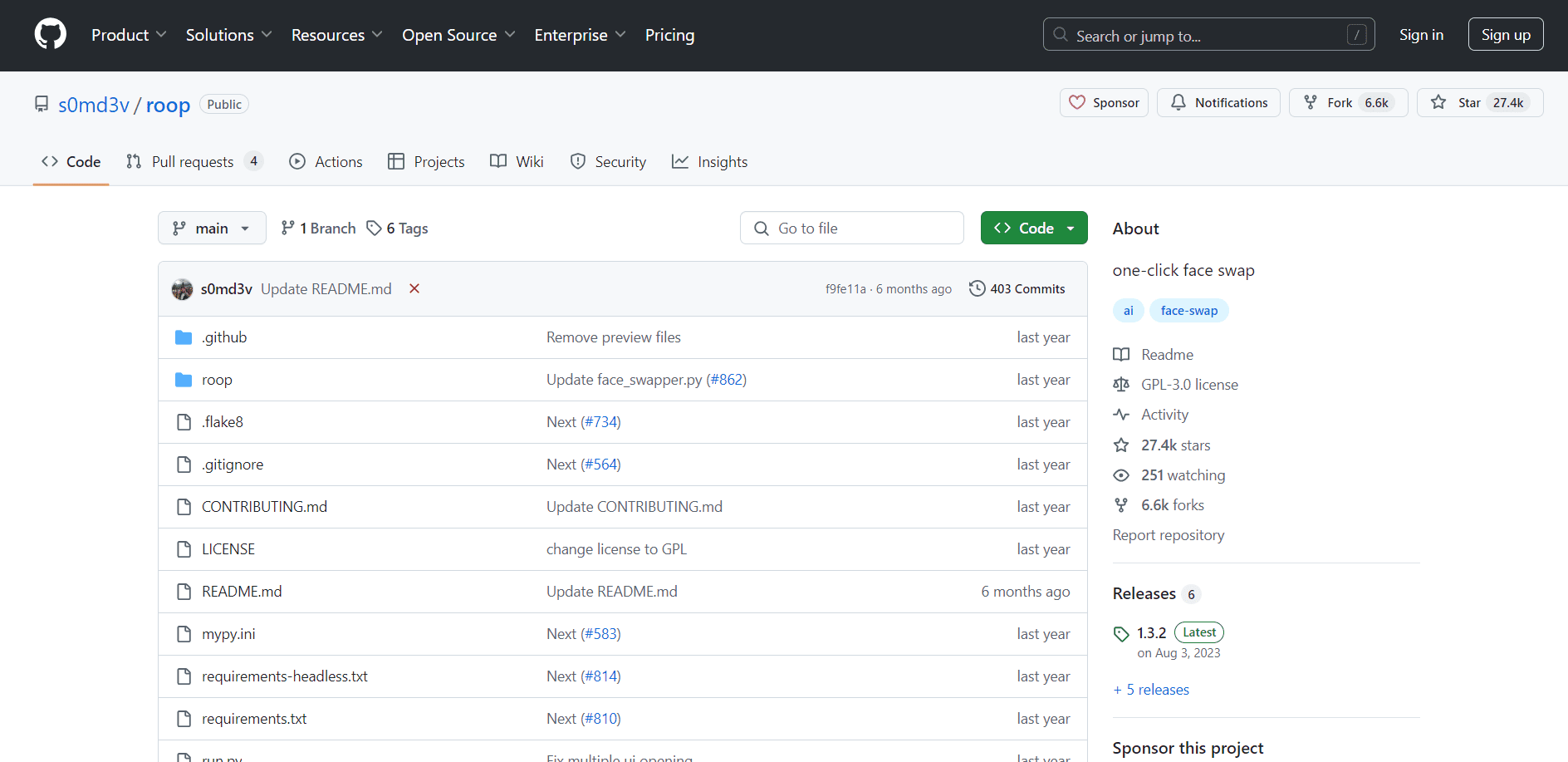 AI 换脸工具 Roop